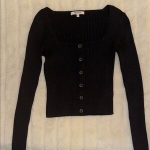 Madewell Black Ribbed Cardigan Sweater